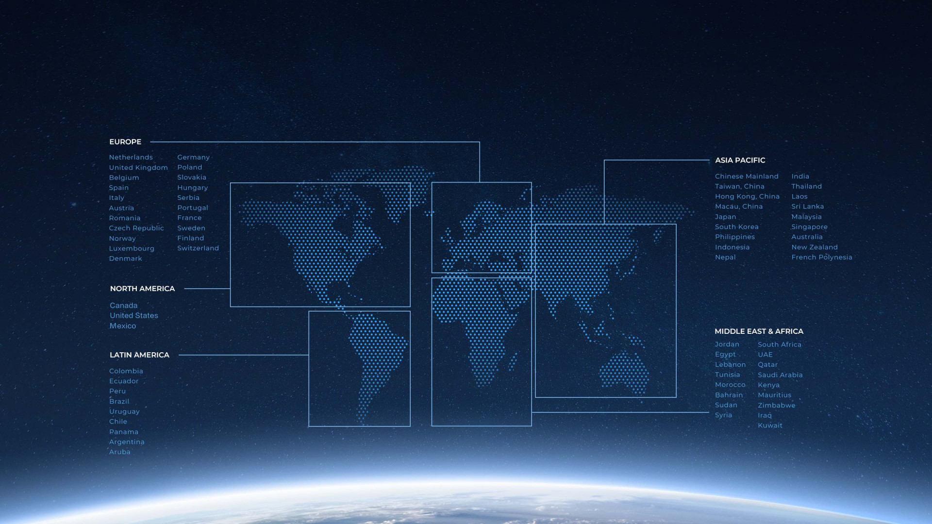 Illustration of all of the countries BYD operate in